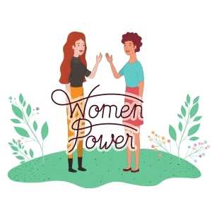 dwie kobiety i napis "women power"